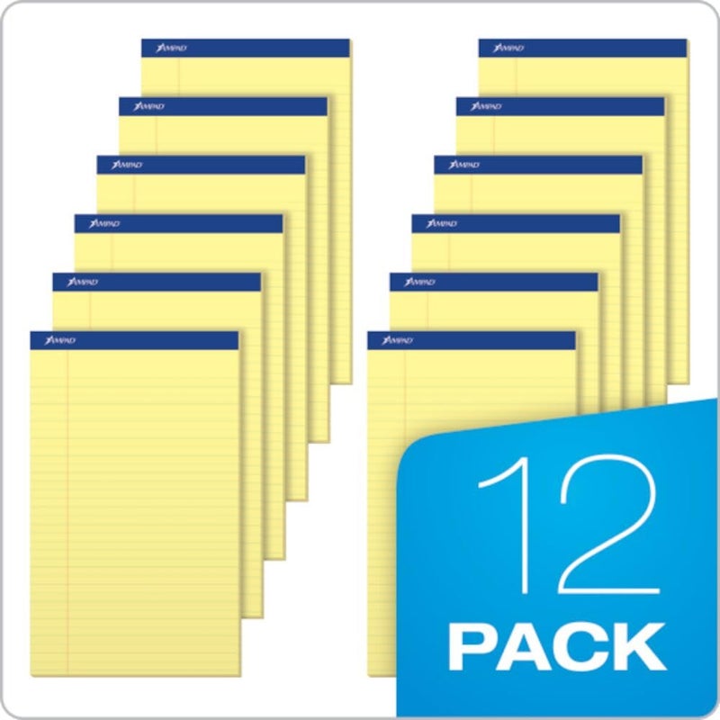 Ampad TOP20230 20-230 Evidence Perf 8-1/2x14 Pads, Wide Rule, Red Margin, Canary, 50 Sheets, Dozen - Image 4